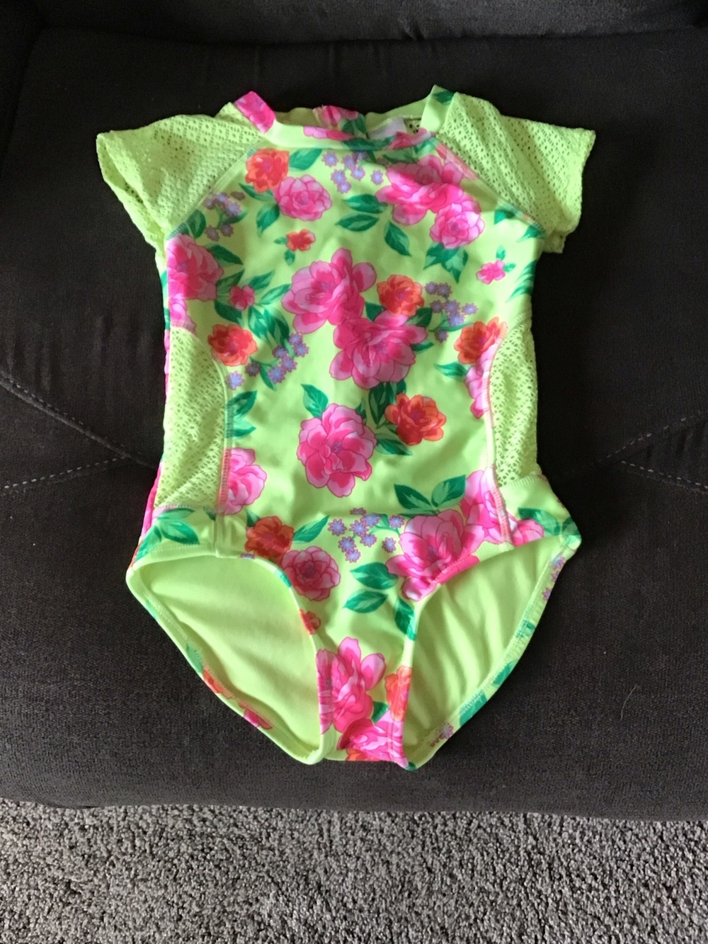 Girls Neon Floral One-Piece Swimsuit